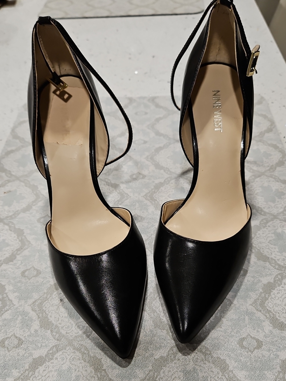 Nine West Black Pointed-Toe Ankle-Strap Pumps